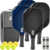 4-Pack Carbon Fiber Pickleball Paddle Set with Accessories