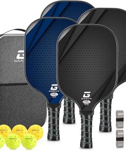 4-Pack Carbon Fiber Pickleball Paddle Set with Accessories